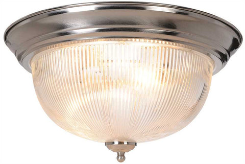 Halophane Dome Ceiling Fixture, Maximum Three 60 Watt Incandescent Medium Base Bulbs, 15 In., Brushed Nickel