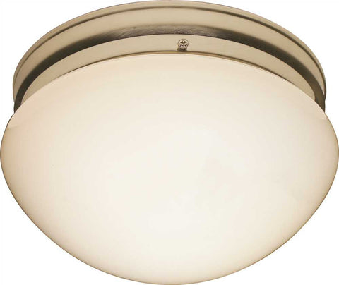 Royal Cove Mushroom Shaped Ceiling Fixture, 9-1-8", Brushed Nickel, Uses 2 60-watt Incandescent Medium Base Bulbs