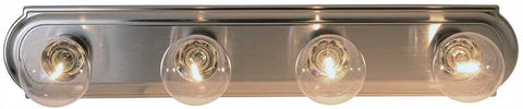 Beveled Edge Vanity Fixture, Maximum Four 60 Watt Incandescent G-25 Medium Base Bulbs, 24", Brushed Nickel