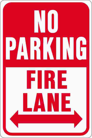 Aluminum No Parking Fire Lane Sign 12" X 18"