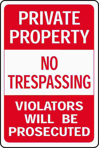 Aluminum Private Property Sign 12" X 18"