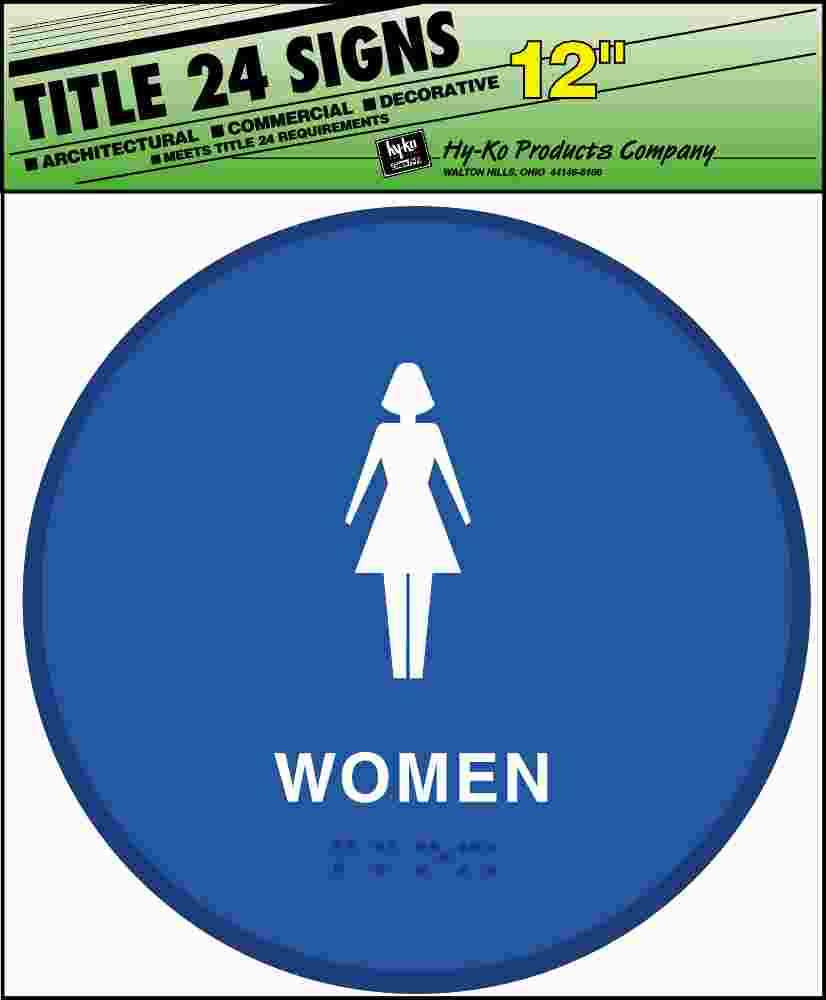 Women Bathroom Ada Approved 12" X 12" Plastic Sign