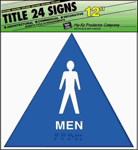 Ada Men Restroom Sign 12" X 12" Plastic White On Blue