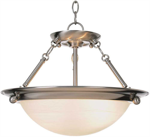 Contemporary Pendant Ceiling Fixture, Medium Base, 15-1-2 In. X 13-1-4 In., Brushed Nickel