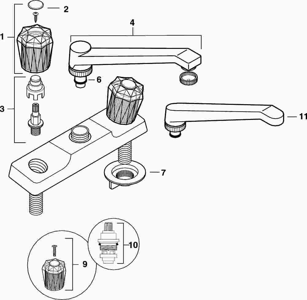 Spout Assembly Plastic New Style For 2 Handle Kitchen Unit