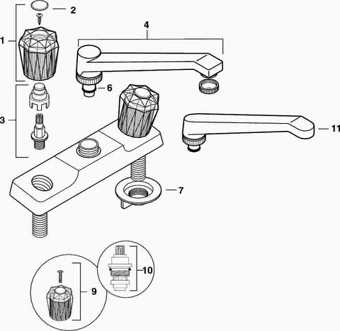 Spout Assembly Plastic New Style For 2 Handle Kitchen Unit