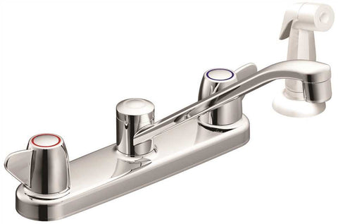 Cleveland Faucet Group Cornerstone 2 Handle Kitchen Faucet With Spray, Chrome, Lead Free