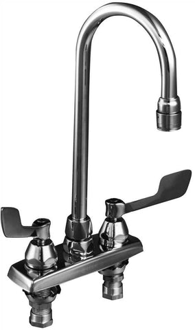 Delta&reg; Lead-free Deck-mounted Kitchen Faucet With Gooseneck Spout And Wristblade Handles, 4-inch Center