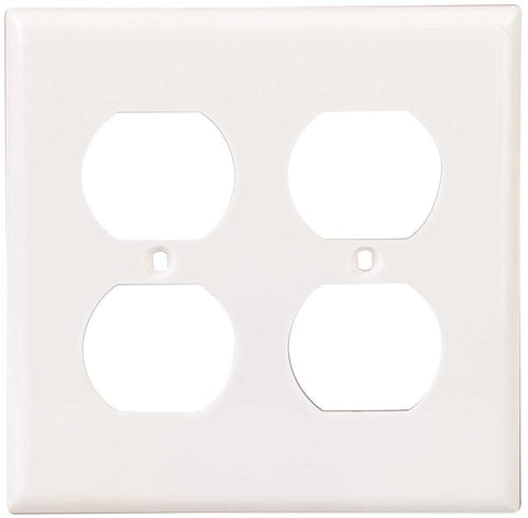 Double Duplex Receptacle Wallplate, Plastic, White