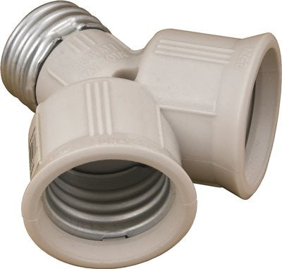 Twin Lamp Socket Adapter Ivory