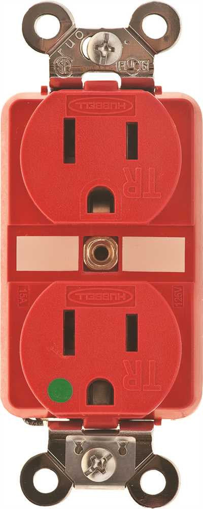 Hospital Grade Tamper-resistant 15 Amp Receptacle Red