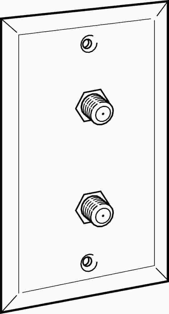 Coaxial Wall Plate Double Cable Jack White