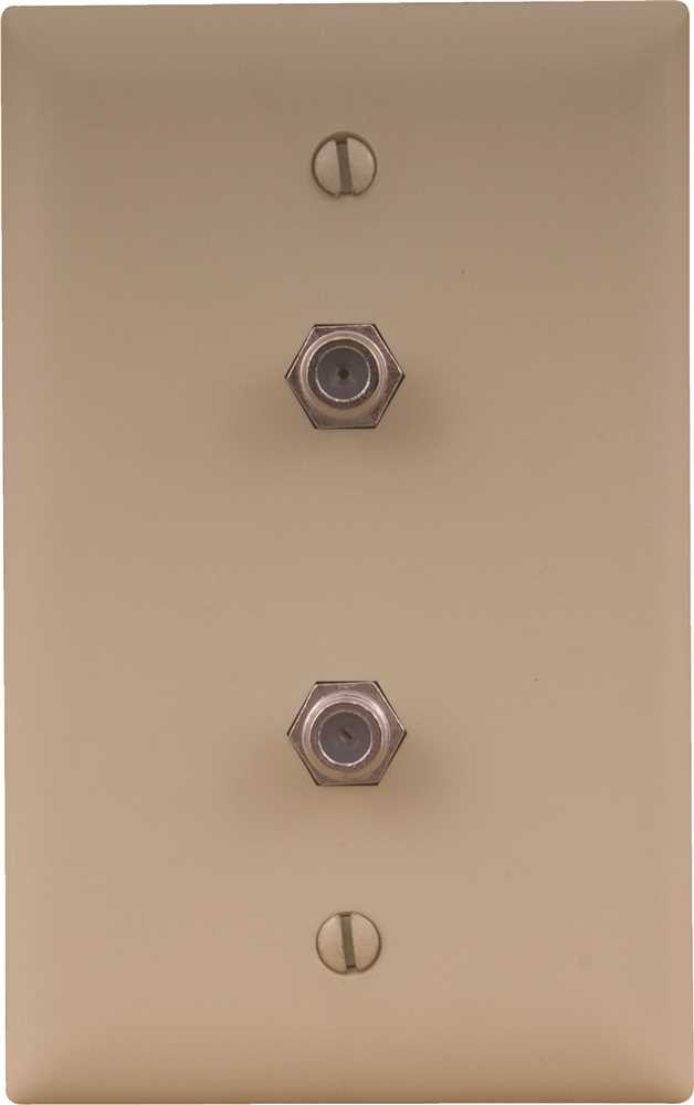 Coaxial Wall Plate Double Cable Jack Ivory