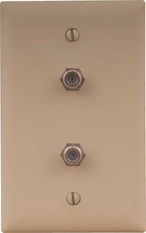 Coaxial Wall Plate Double Cable Jack Ivory