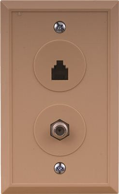 Coaxial And Telephone Wall Plate Combo Cable Jack Ivory