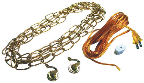 Swag Hook And Chain Kit Brass 15 Ft.