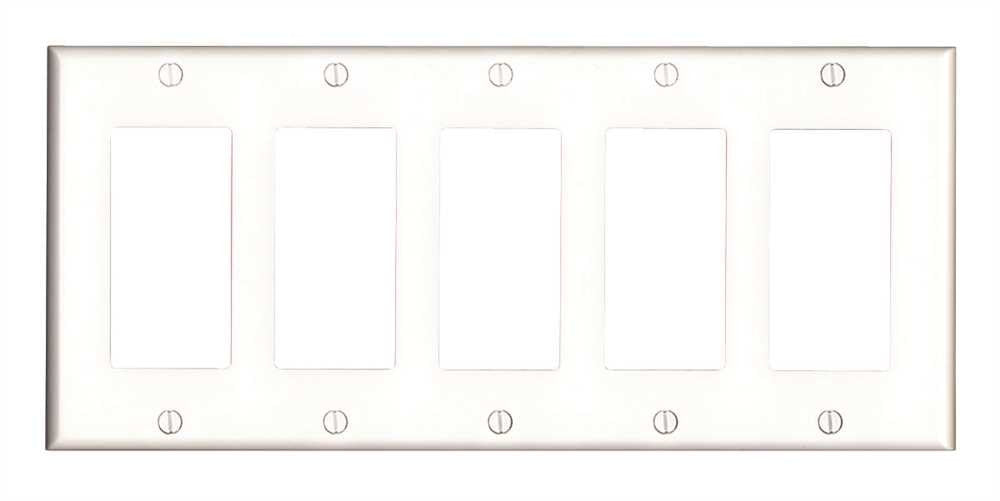 Deco 5 Gang Wall Plate White