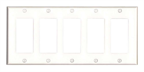 Deco 5 Gang Wall Plate White