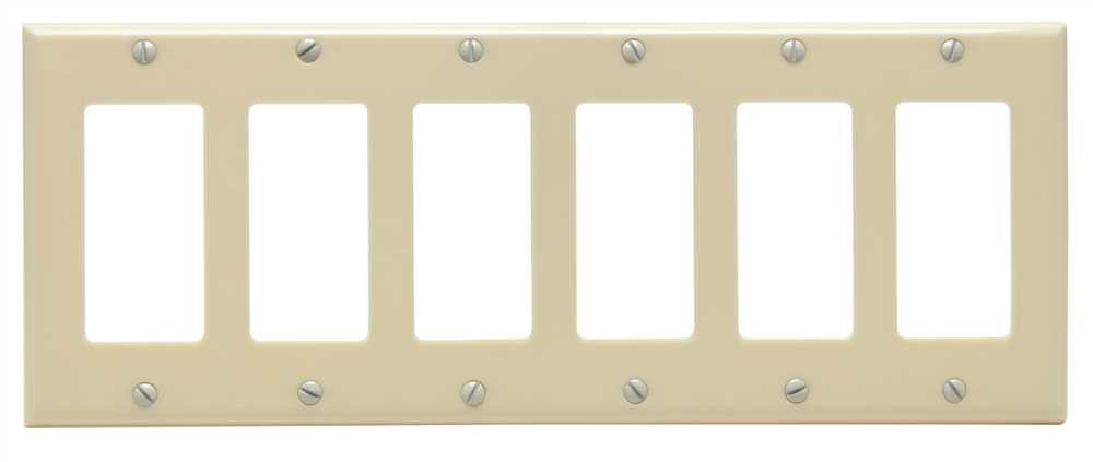 Deco 6 Gang Wall Plate Ivory