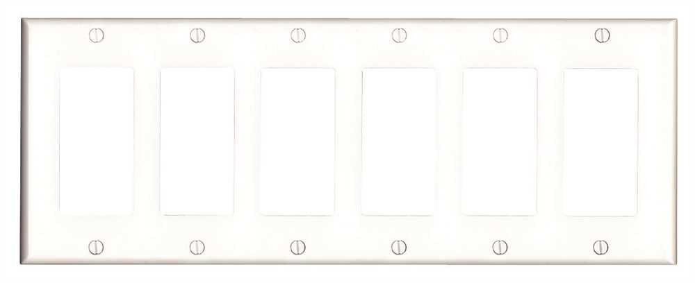 Deco 6 Gang Wall Plate White