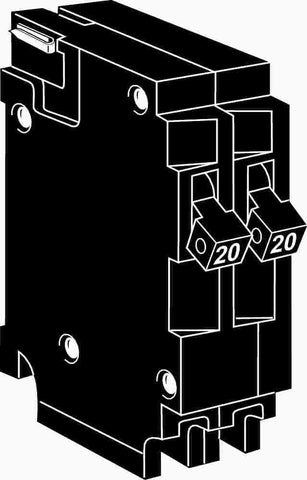 Connecticut Electric Type A 2-pole Breaker, 1", 120-240 Vac, 20 Amps