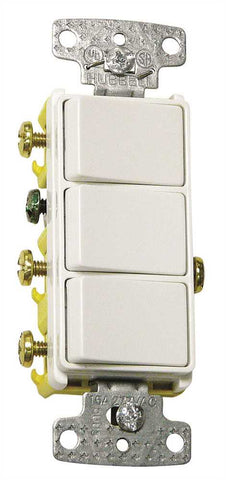 Rocker Single Pole Combo 3 X 15 Amp Switch White