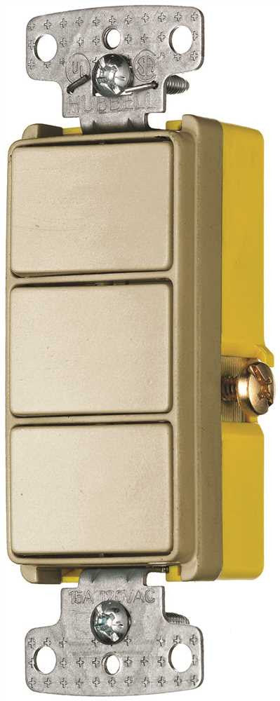 Rocker Single Pole Combo 3 X 15a Switch Ivory