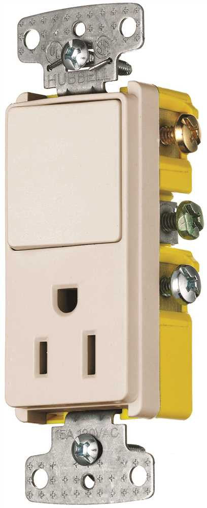 Rocker Combo 3 Way Switch And Receptacle Almond