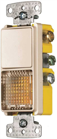 Rocker 3 Way Switch Illuminated Almond