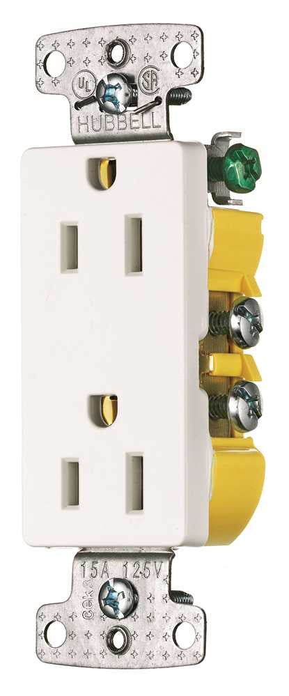 Decorator Receptacle Self Grounding 15 Amps White