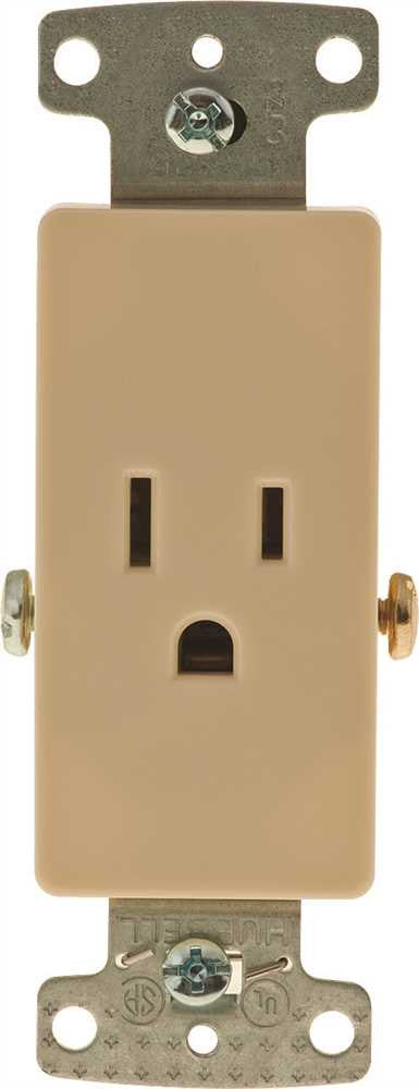 Decorator Receptacle Single Self Grounding 15a Ivory