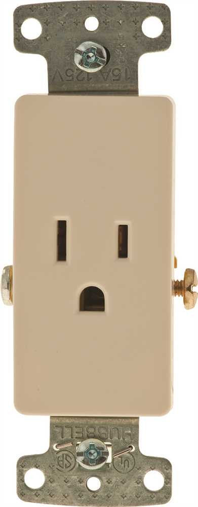 Decorator Receptacle Single Self Grounding 15 Amps Almond