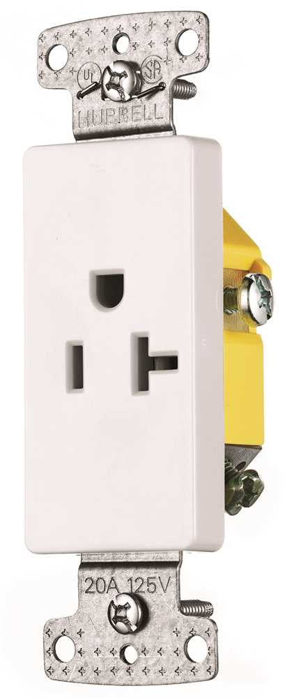 Decorator Receptacle Single Self Grounding 20 Amps White