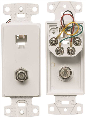 Netselect Plate Frame With 1 F-type Coax Connector And 1 Rj11 Jack 6 Position 6 Conductor Single Gang White