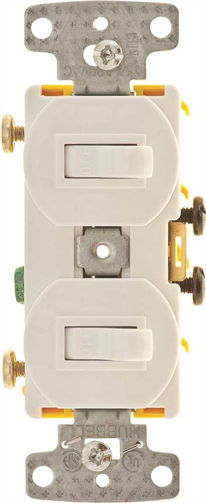 2 Gang Switch Combo 15 Amp White