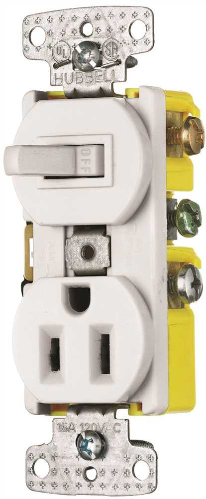 Combo Switch Receptacle 15 Amp 1 Pole White