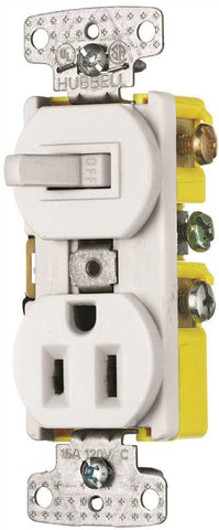 Combo Switch Receptacle 15 Amp 1 Pole White