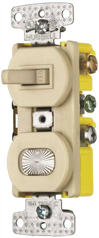 Toggle Illuminated Switch 1 Pole  15 Amp Ivory