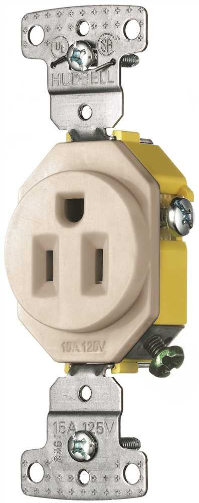 Receptacle Single Self Ground 15a Almond