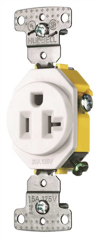 Receptacle Single Self Ground 20a 125v White