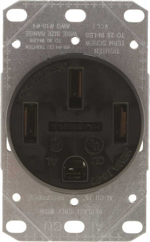 Range And Dryer Receptacle 50 Amp 3 Pole 4 Wire Black