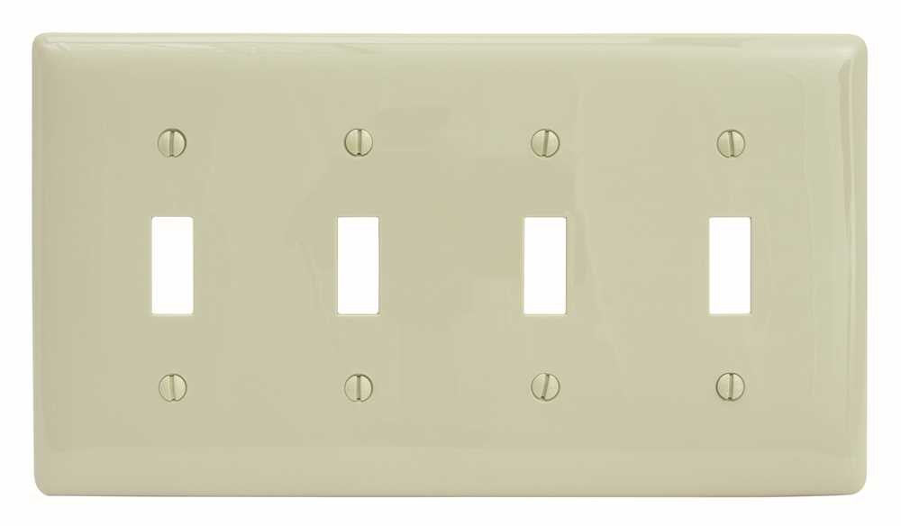 Wallplate Toggle 4-gang Ivory