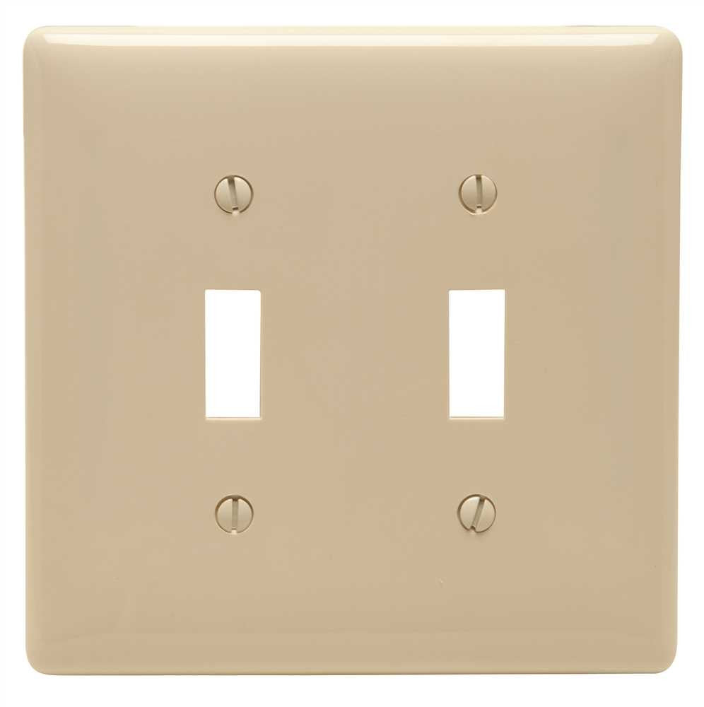 Wallplate Midi Toggle 2 Gang Almond