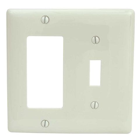 Wallplate 2 Gang Combo Toggle-receptacle White