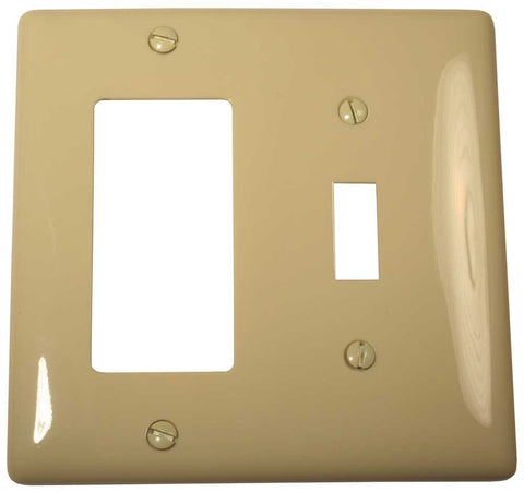 Wallplate 2 Gang Combo Toggle-receptacle Ivory