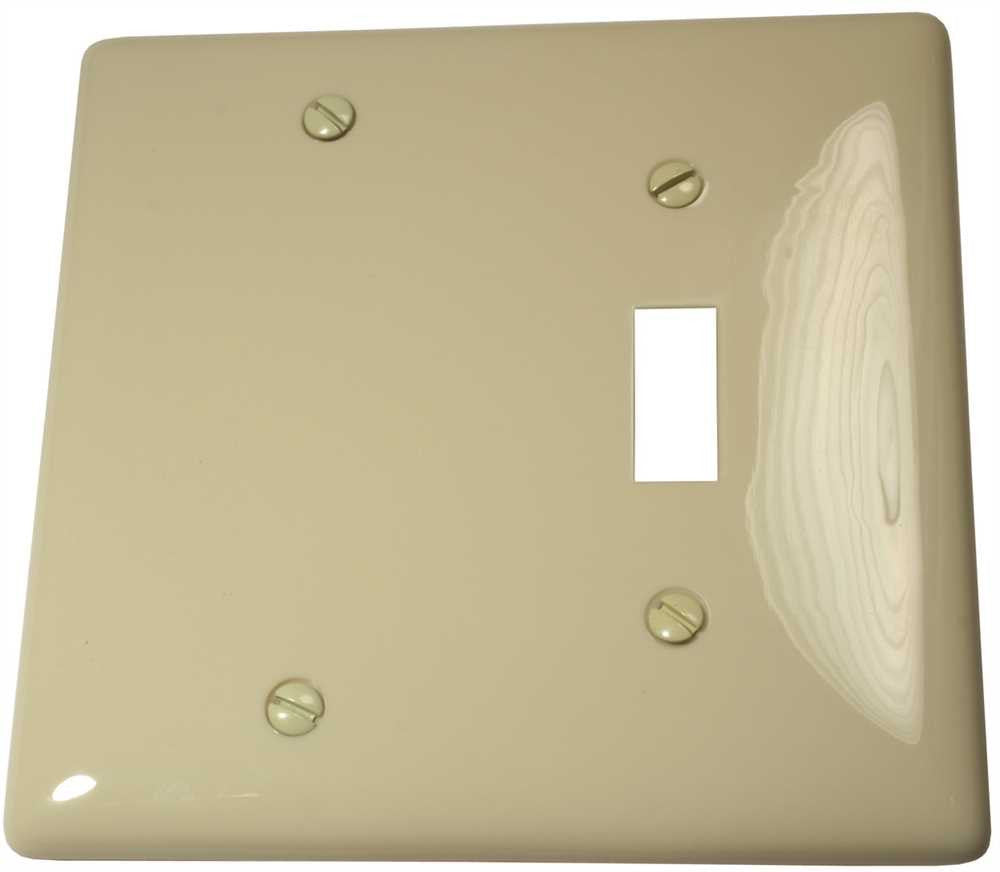 Wallplate Toggle 2 Gang Blank Ivory