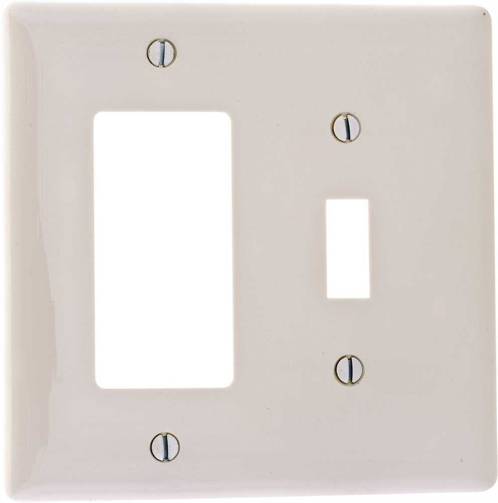 Wallplate Midi Toggle 2 Gang Receptacle White