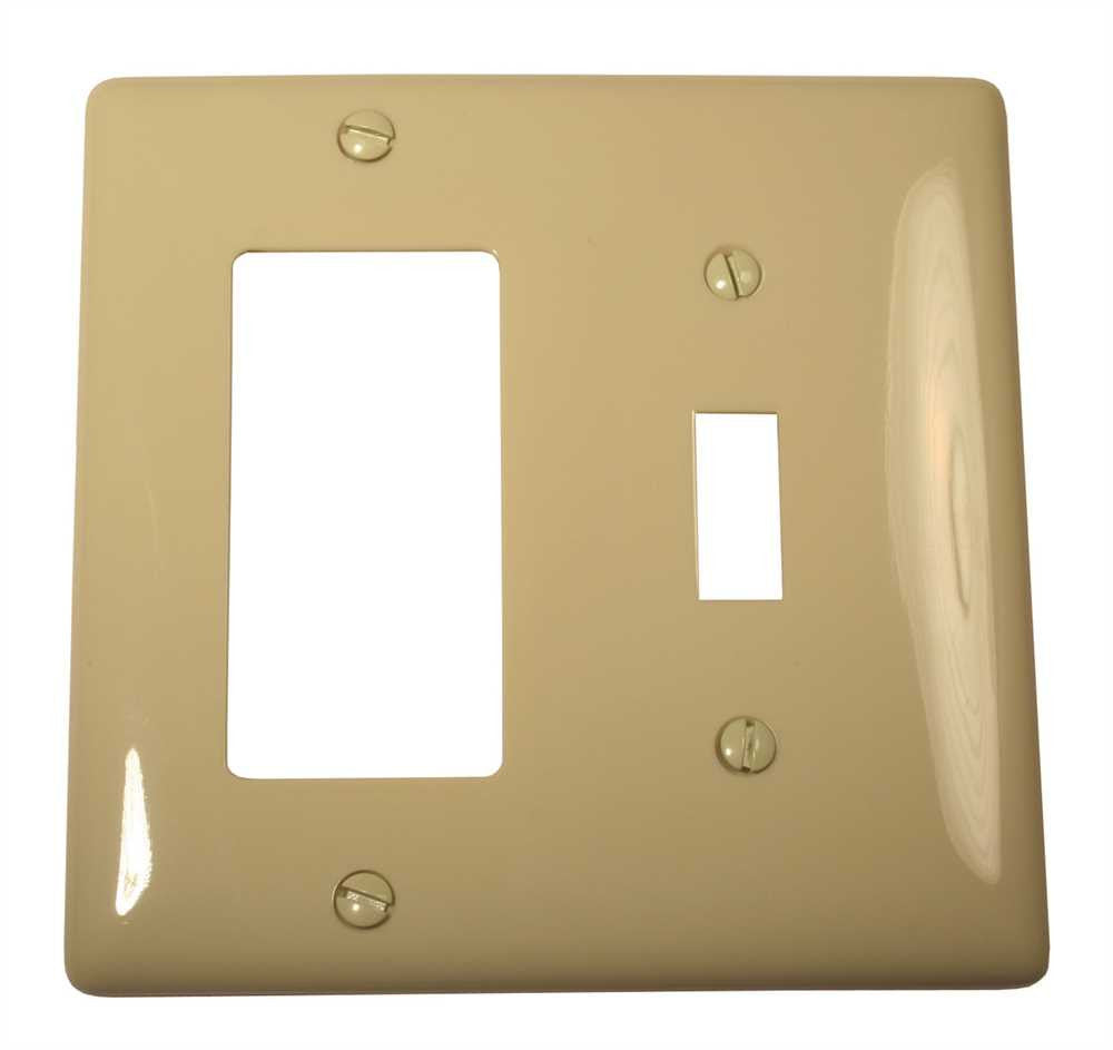 Wallplate Midi 2 Gang Toggle Receptacle Ivory