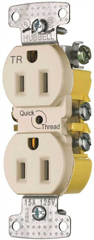 Self Ground And Tamper Quick Thread Duplex Receptacle 15 Amps Almond