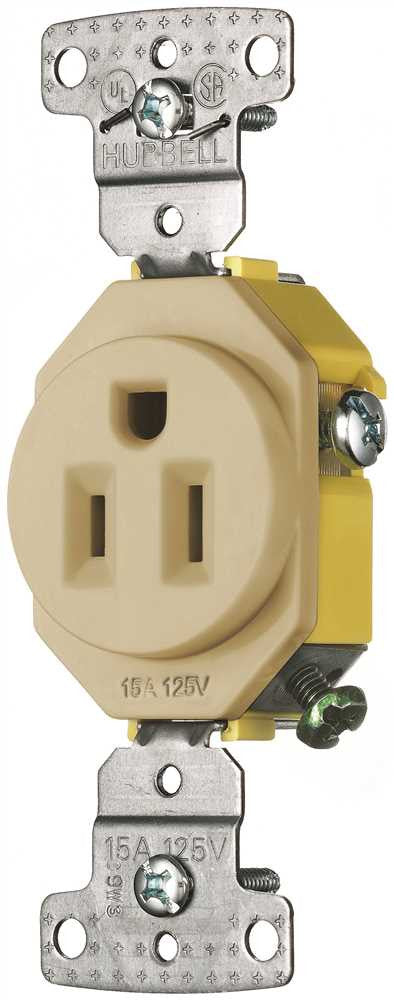 Receptacle 15a Single Tamper Proof Self Grounding Almond